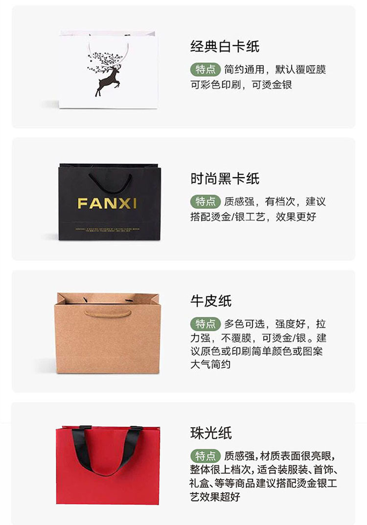 手提紙袋總體分4大類材質(zhì)